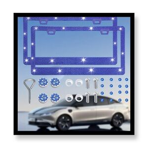 Royal Blue Bling Plastic License Plate Frame